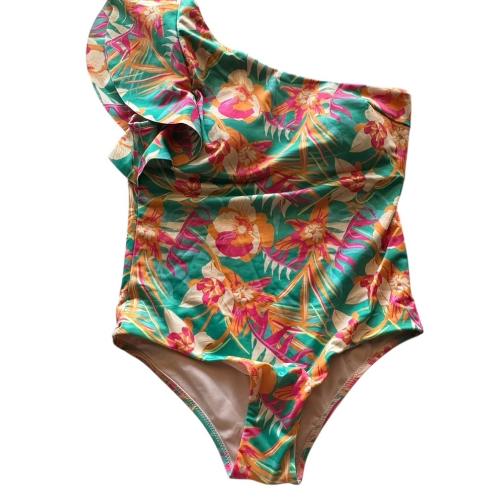 NWT Maree one piece one shoulder ruffled bathing suit